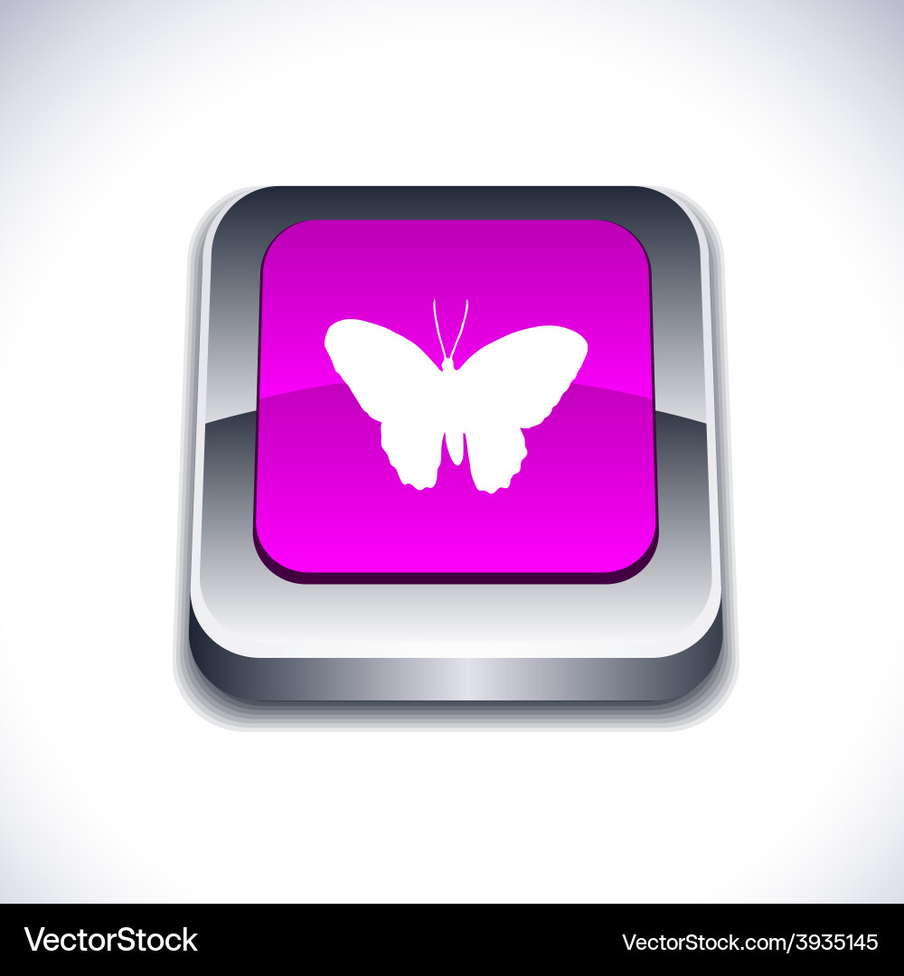 Butterfly 3d button Royalty Free Vector Image - VectorStock