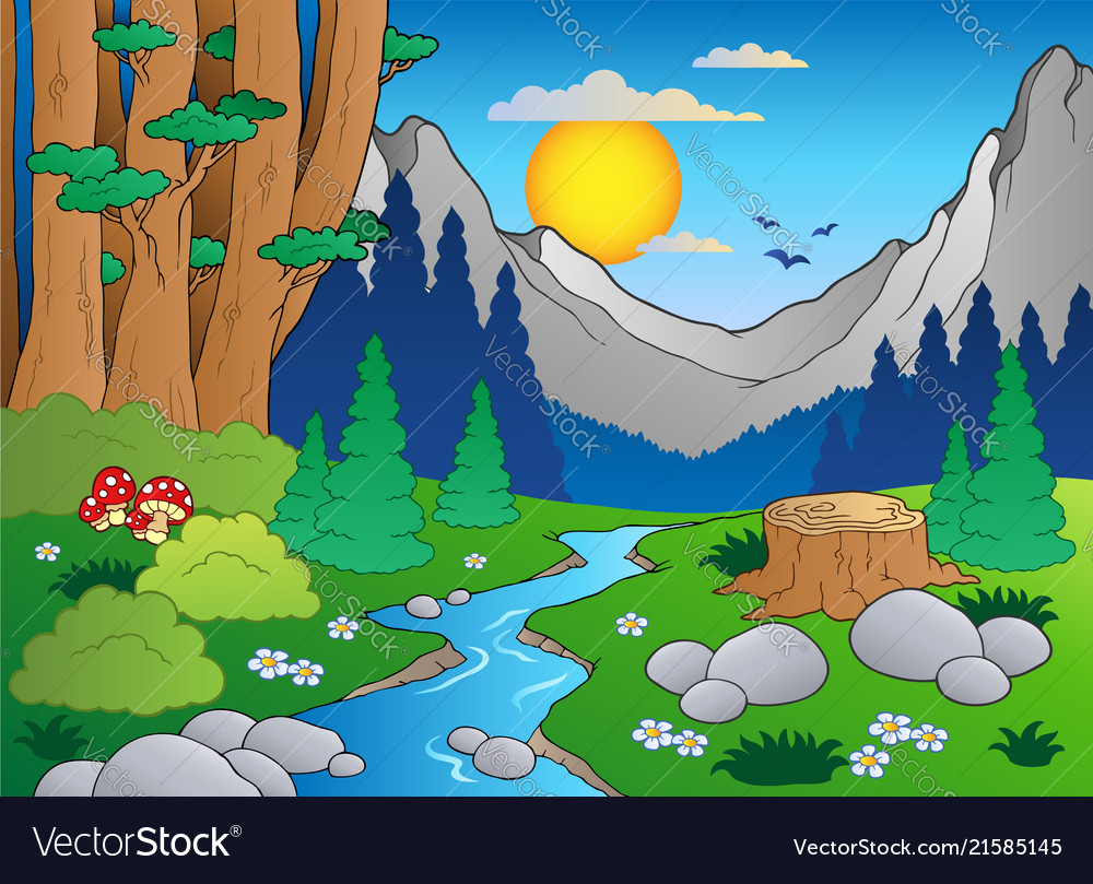 Cartoon Forest Landscape 2 Royalty Free Vector Image