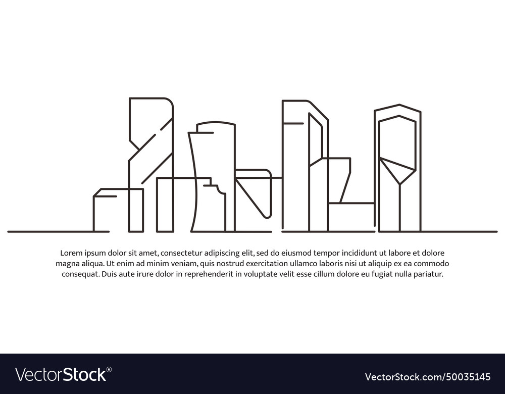 Continuous line design of future building vector image Continuous line design of future building