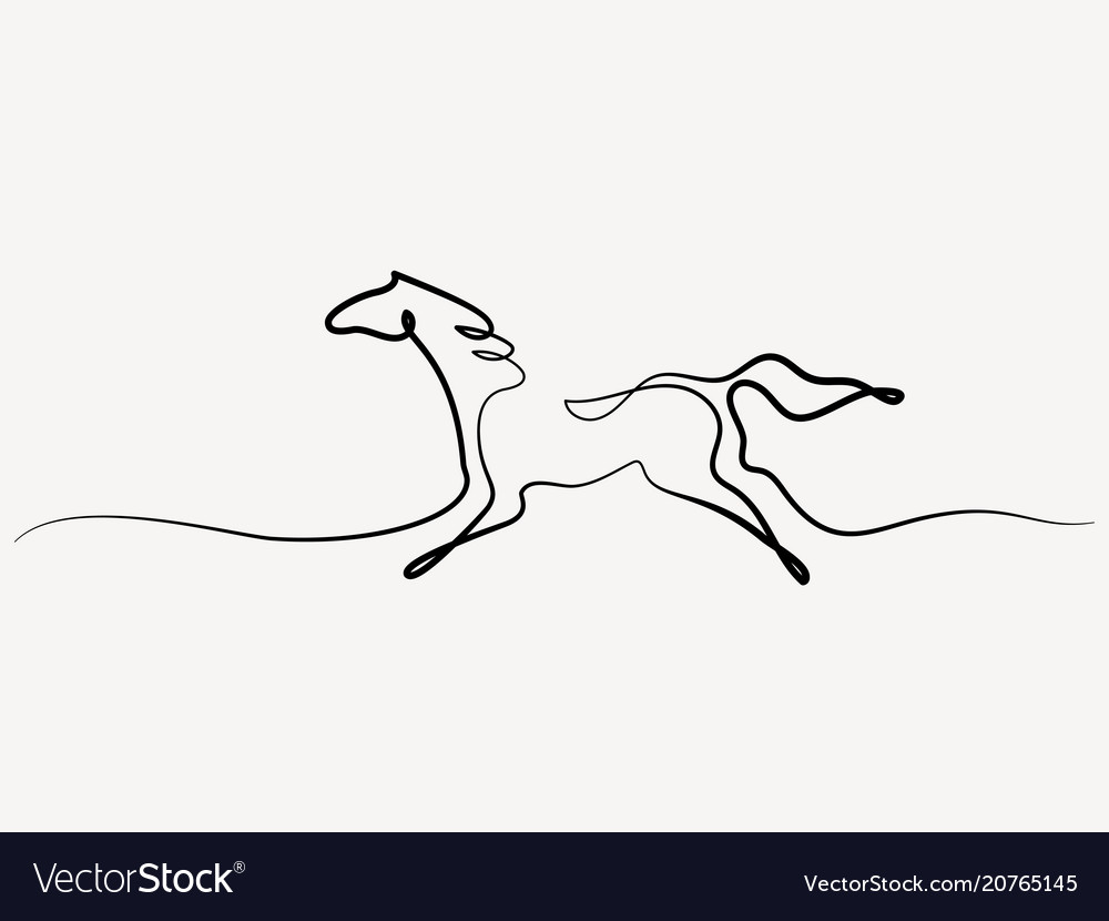 Continuous one line drawing horse logo Royalty Free Vector