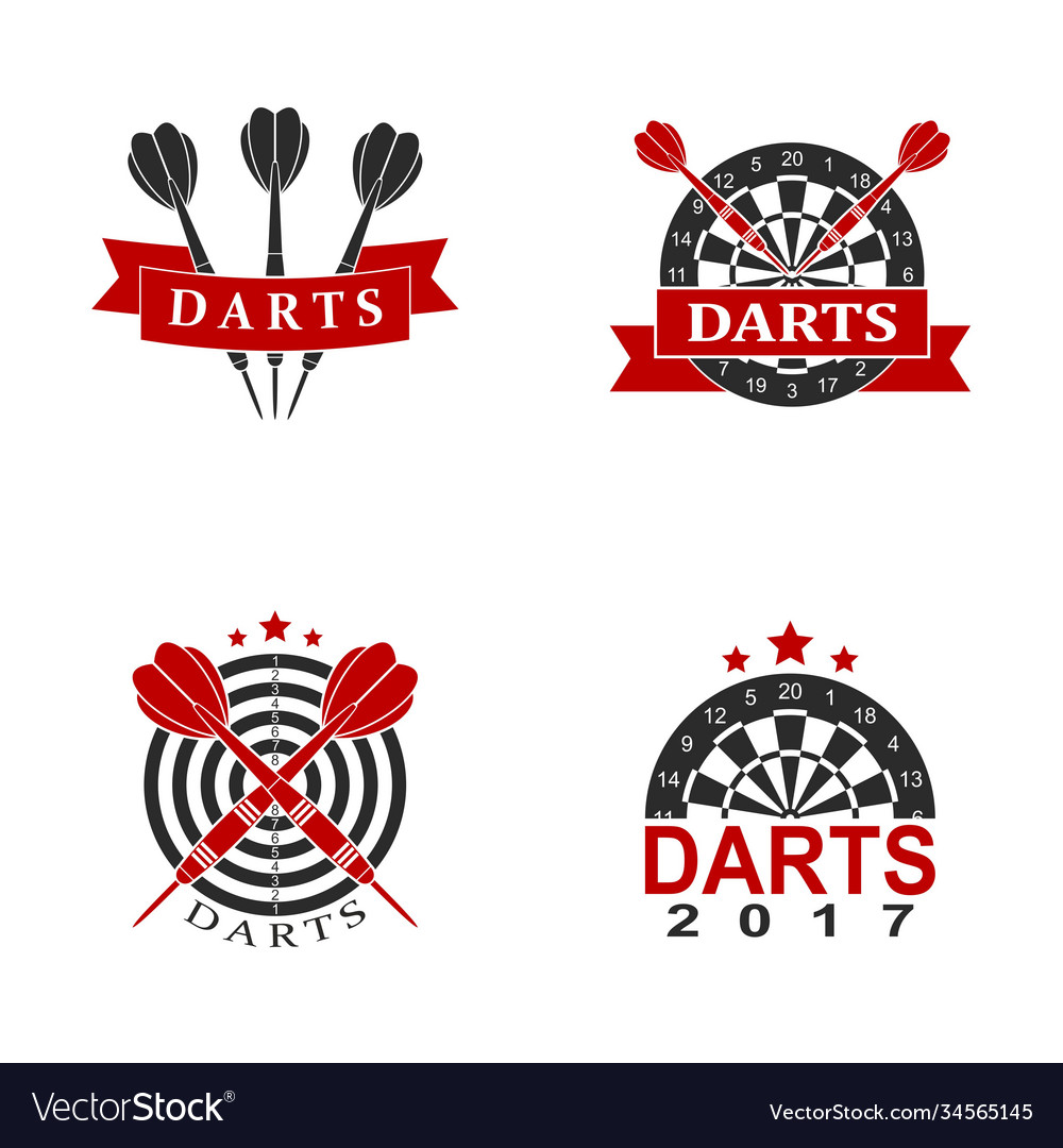 Darts setzen Etiketten Sport Emblem und Symbol