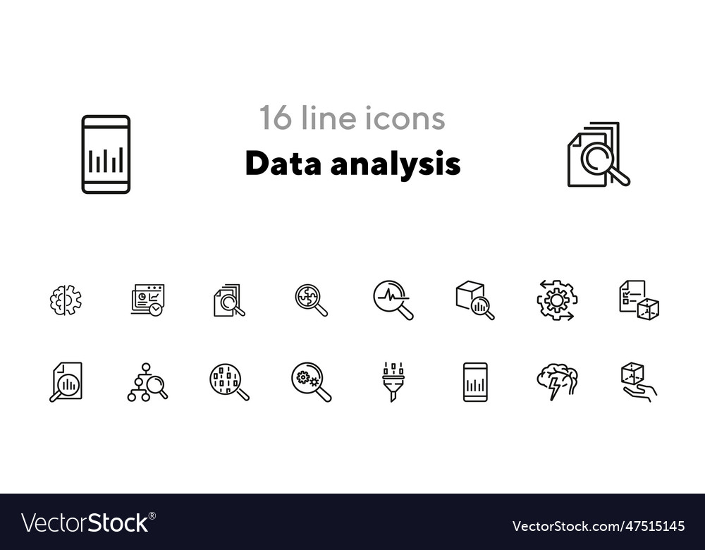 Data analysis line icon set