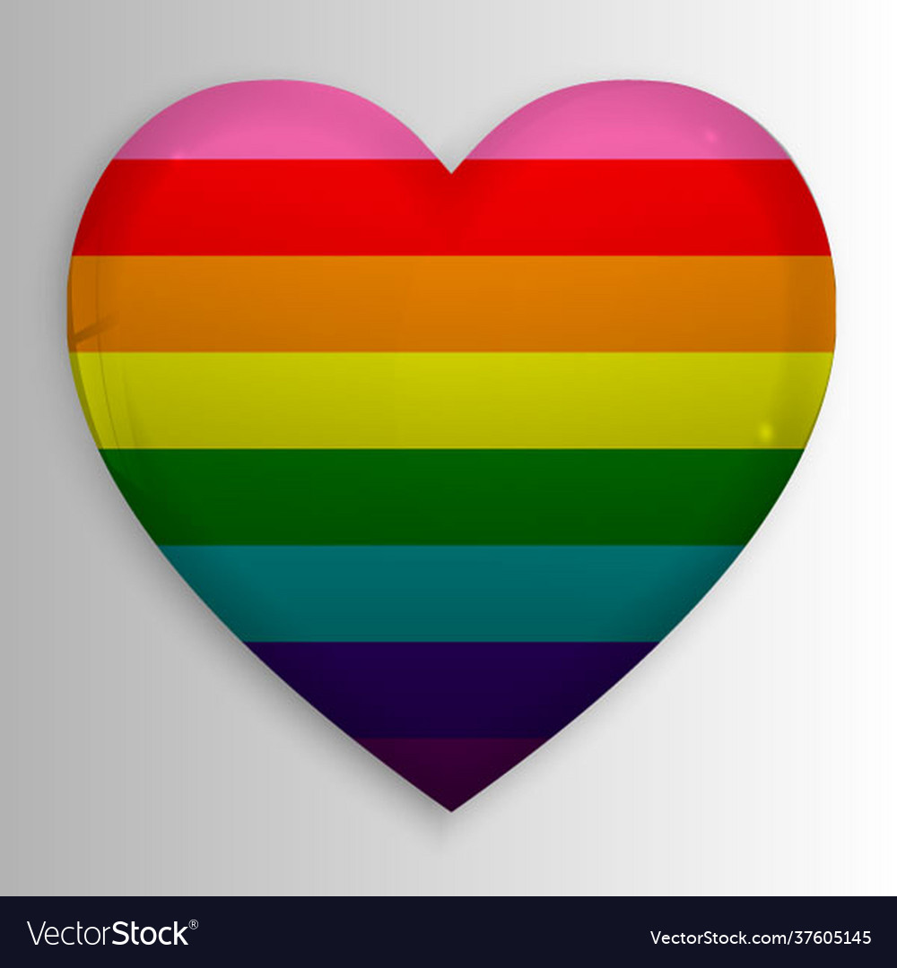 Gay lgbt rainbow flag on glossy heart button vector image Gay lgbt rainbow flag on glossy heart button