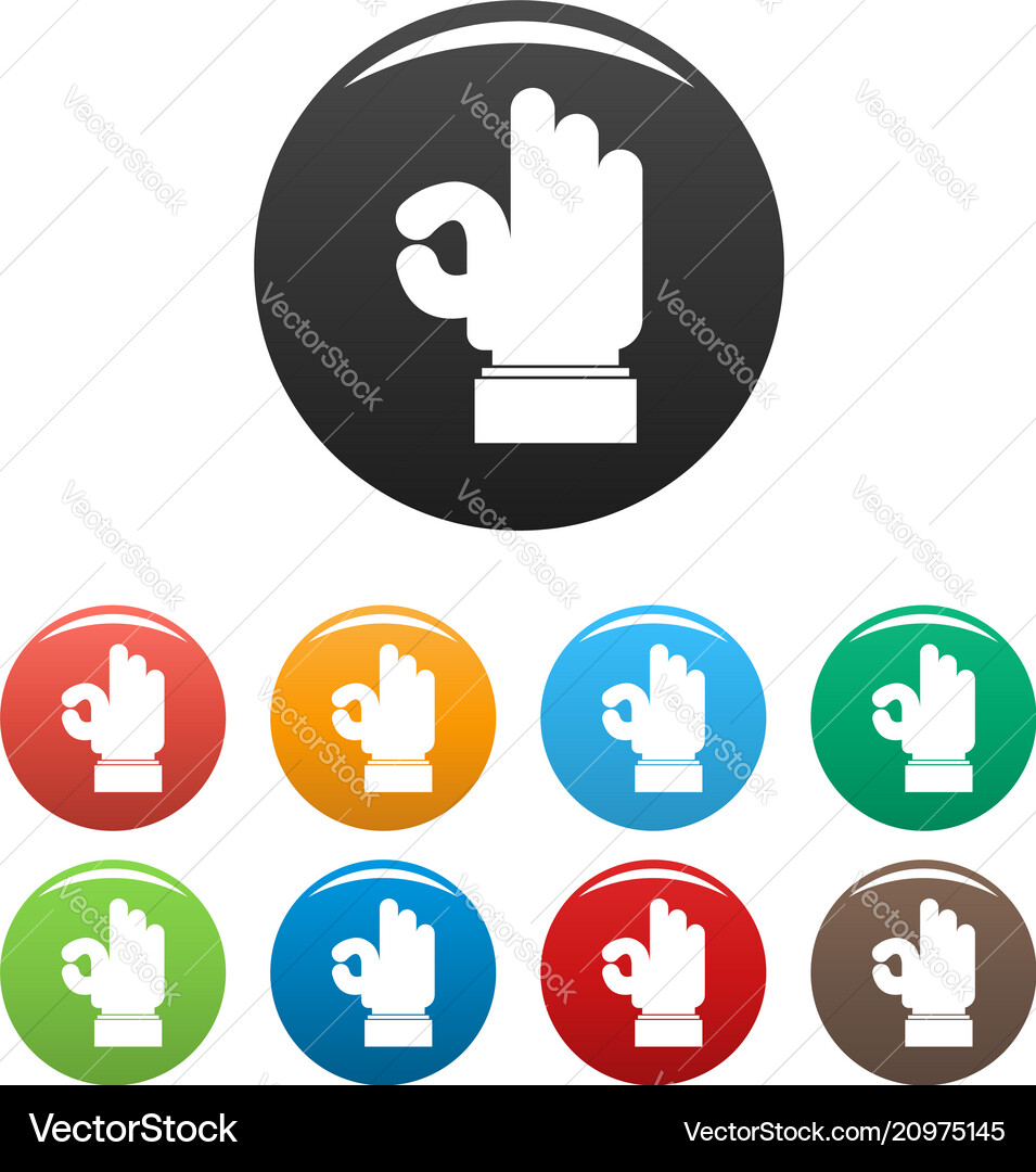 Hand everything good icons set color Royalty Free Vector