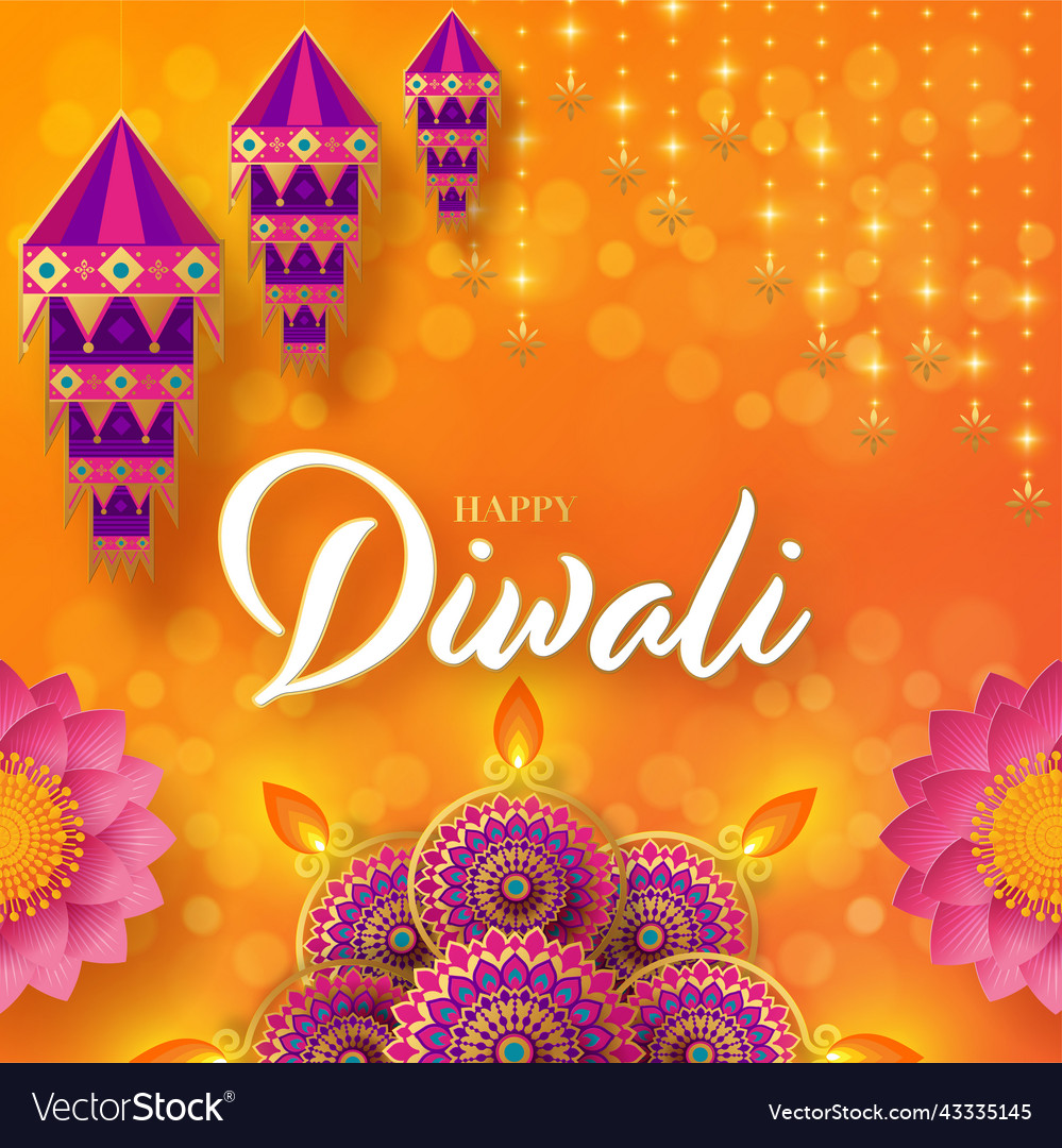 Happy diwali deepavali the indian festival Vector Image