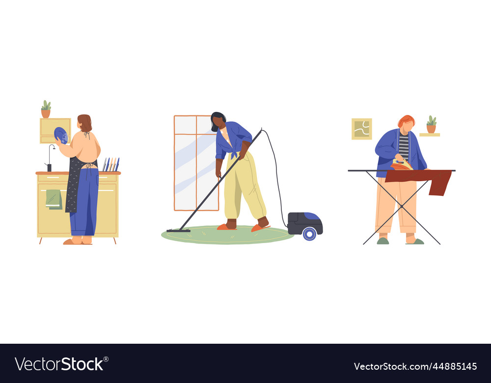 House work or home cleaning cliparts Royalty Free Vector