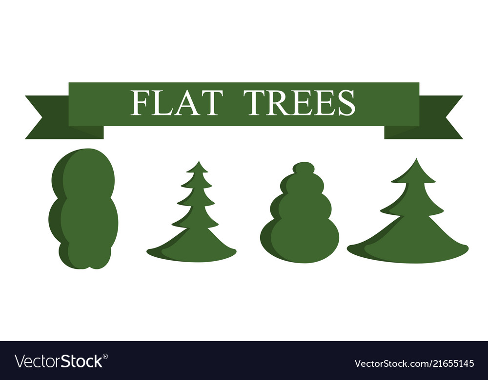 Paper trendy flat trees set