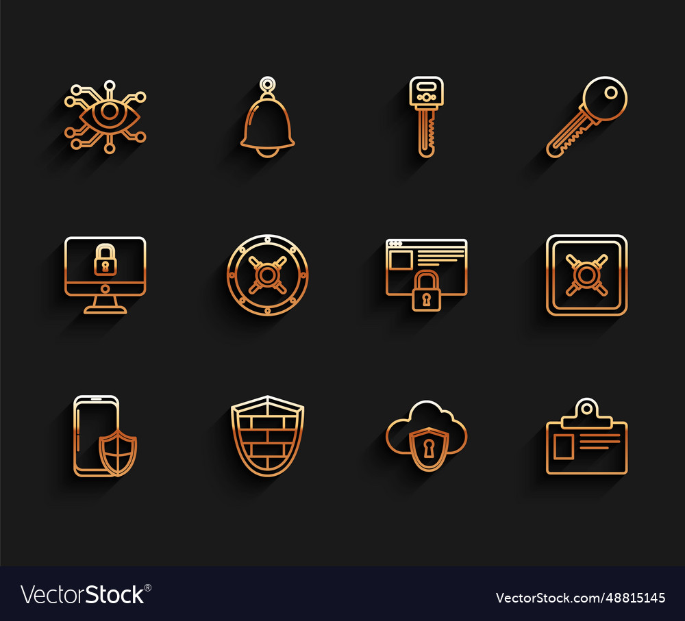 Set line smartphone with security shield vector image Set line smartphone with security shield
