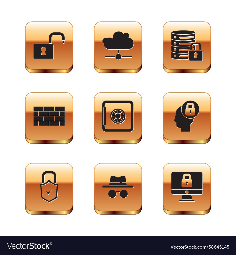Set open padlock lock and check mark incognito vector image Set open padlock lock and check mark incognito