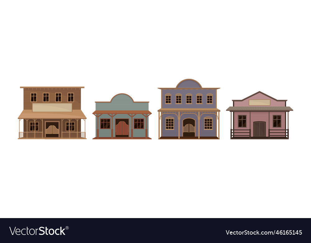 Western wooden saloon bars and buildings