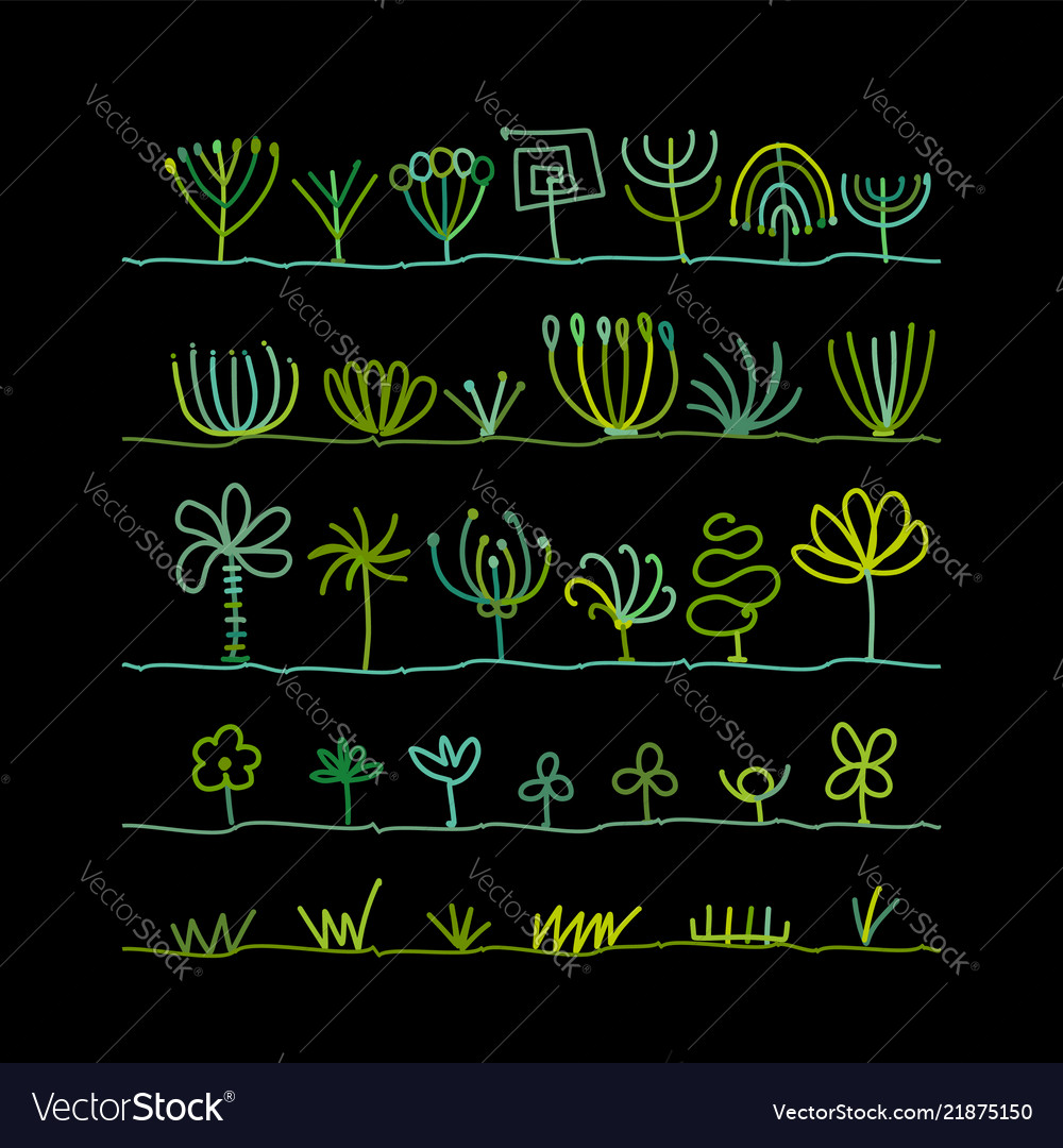 Abstract trees collection vector image Abstract trees collection