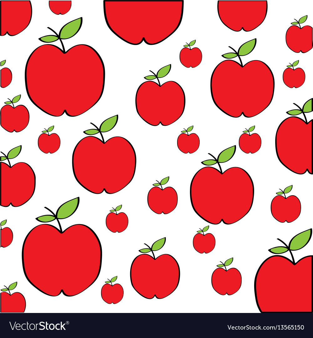 Apples pattern fresh fruit drawing icon Royalty Free Vector