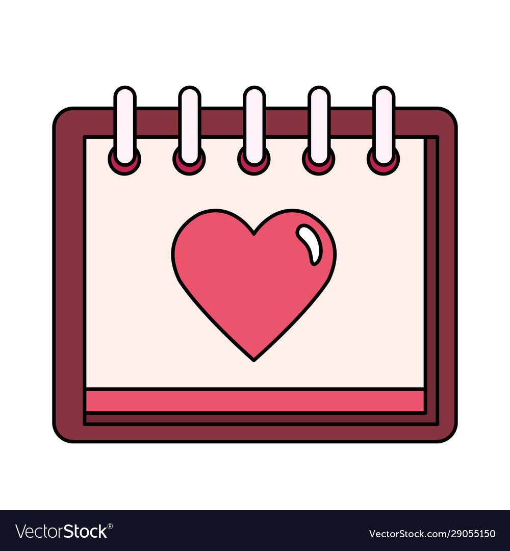 Calendar with heart isolated icon Royalty Free Vector Image