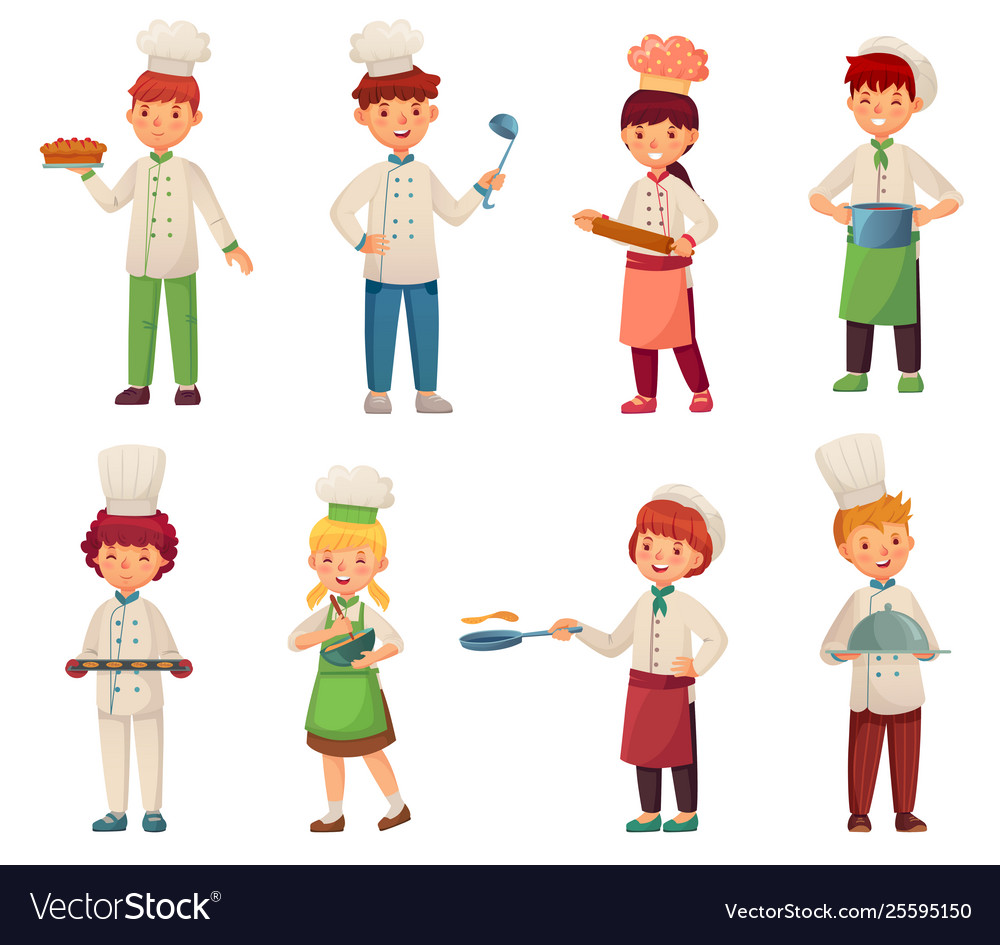 Premium Vector  Characters set of children cooks