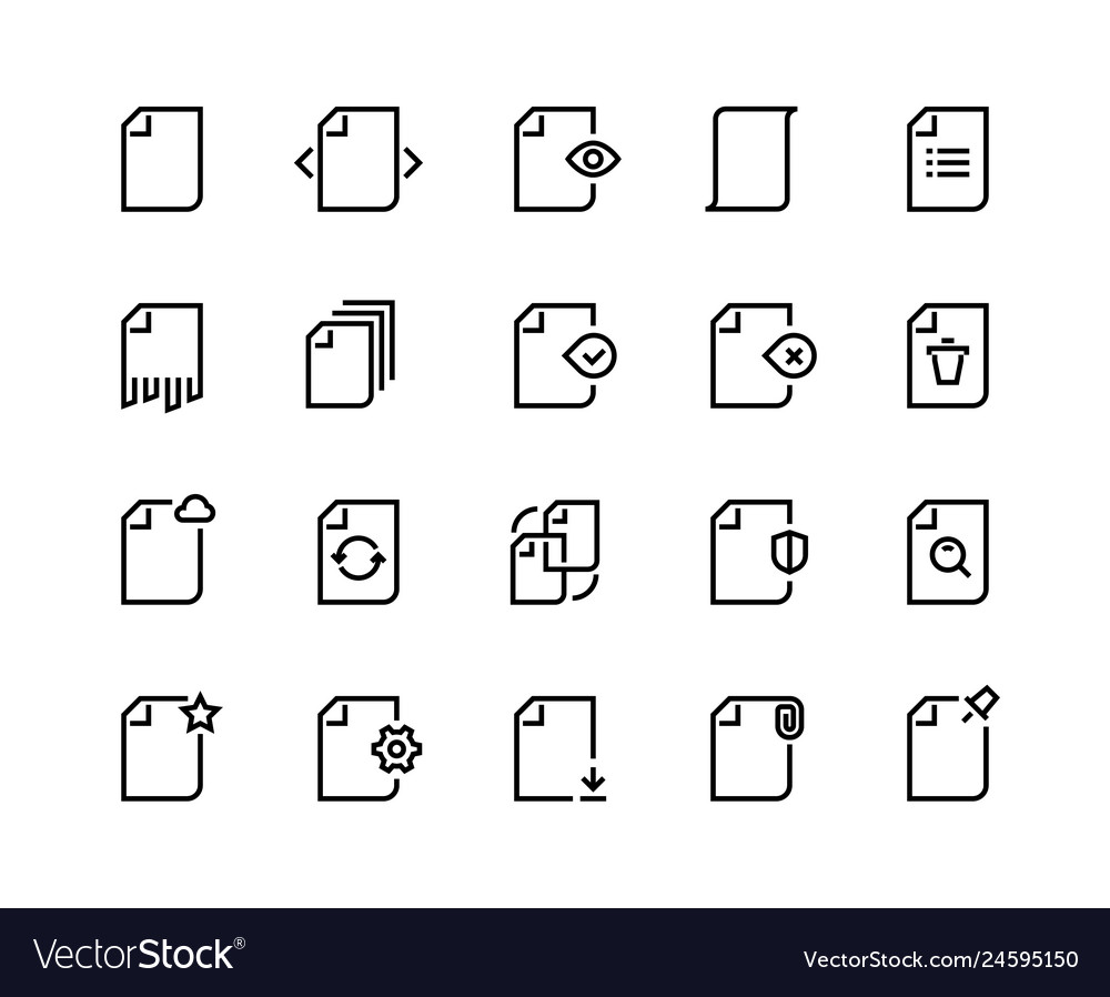 Documents line icons business paper file record Vector Image