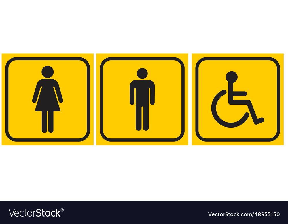 Gender line icon set on yellow backgrounds