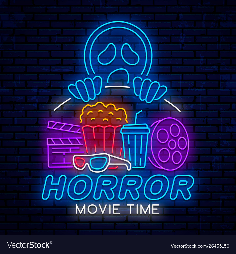 Horror Film Zeit Nacht Neonzeichen