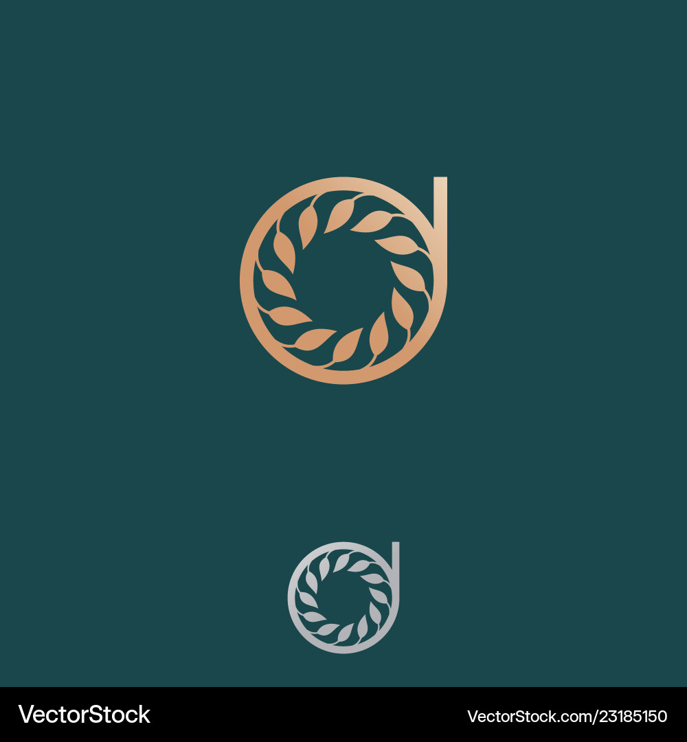 Letter d with leaf Royalty Free Vector Image - VectorStock