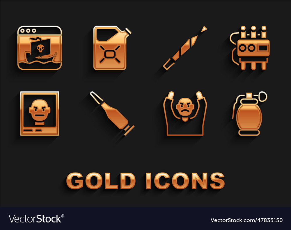 Set bullet dynamite and timer clock hand grenade vector image Set bullet dynamite and timer clock hand grenade