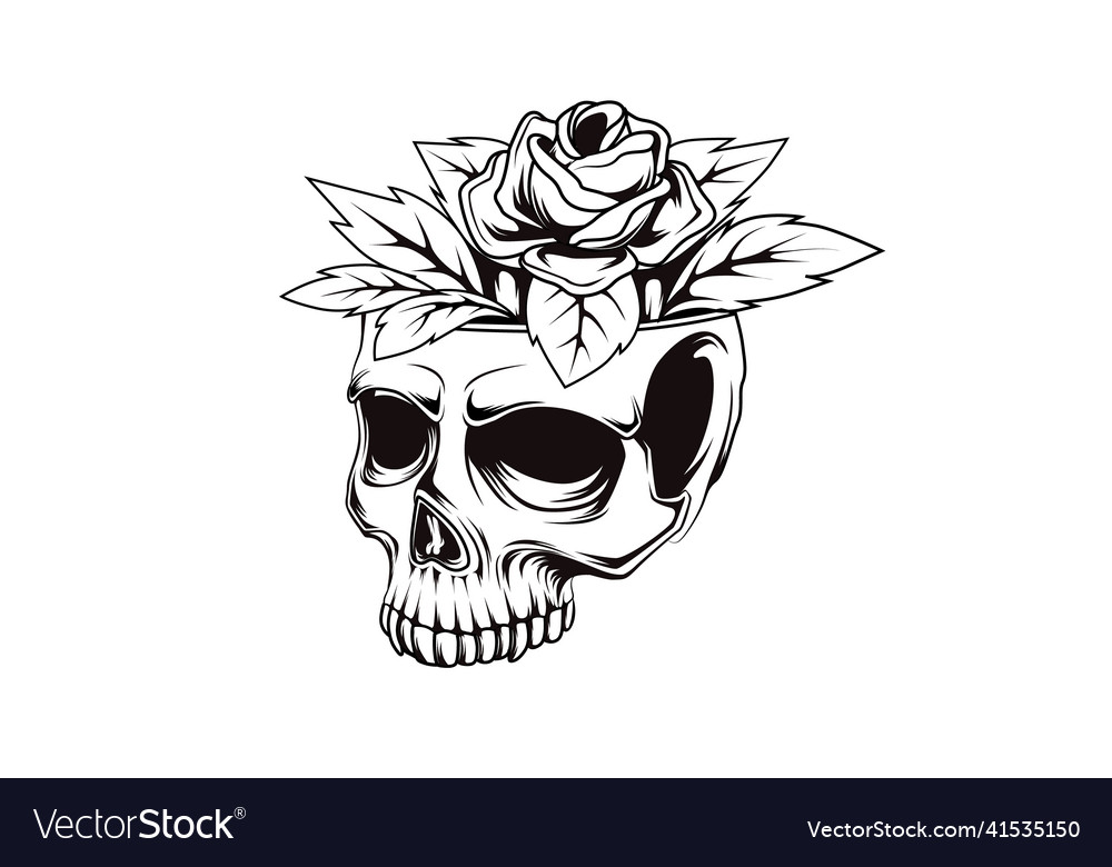 Skull with Floral Motifs