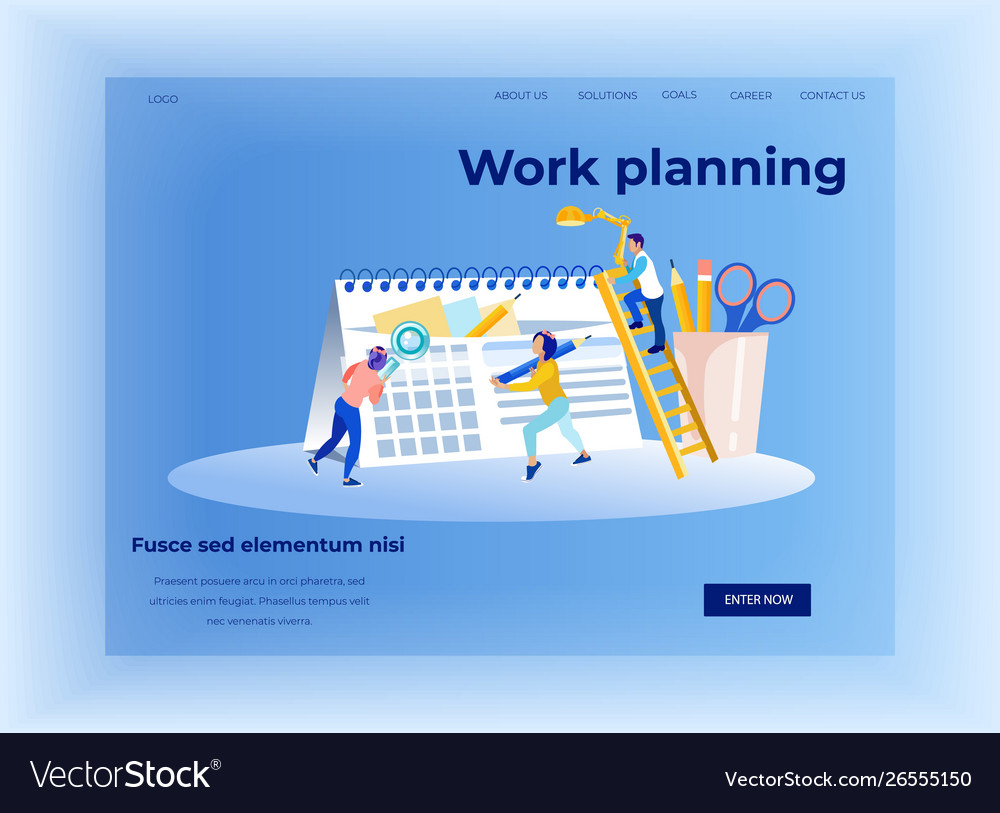 Work planning and time management landing page