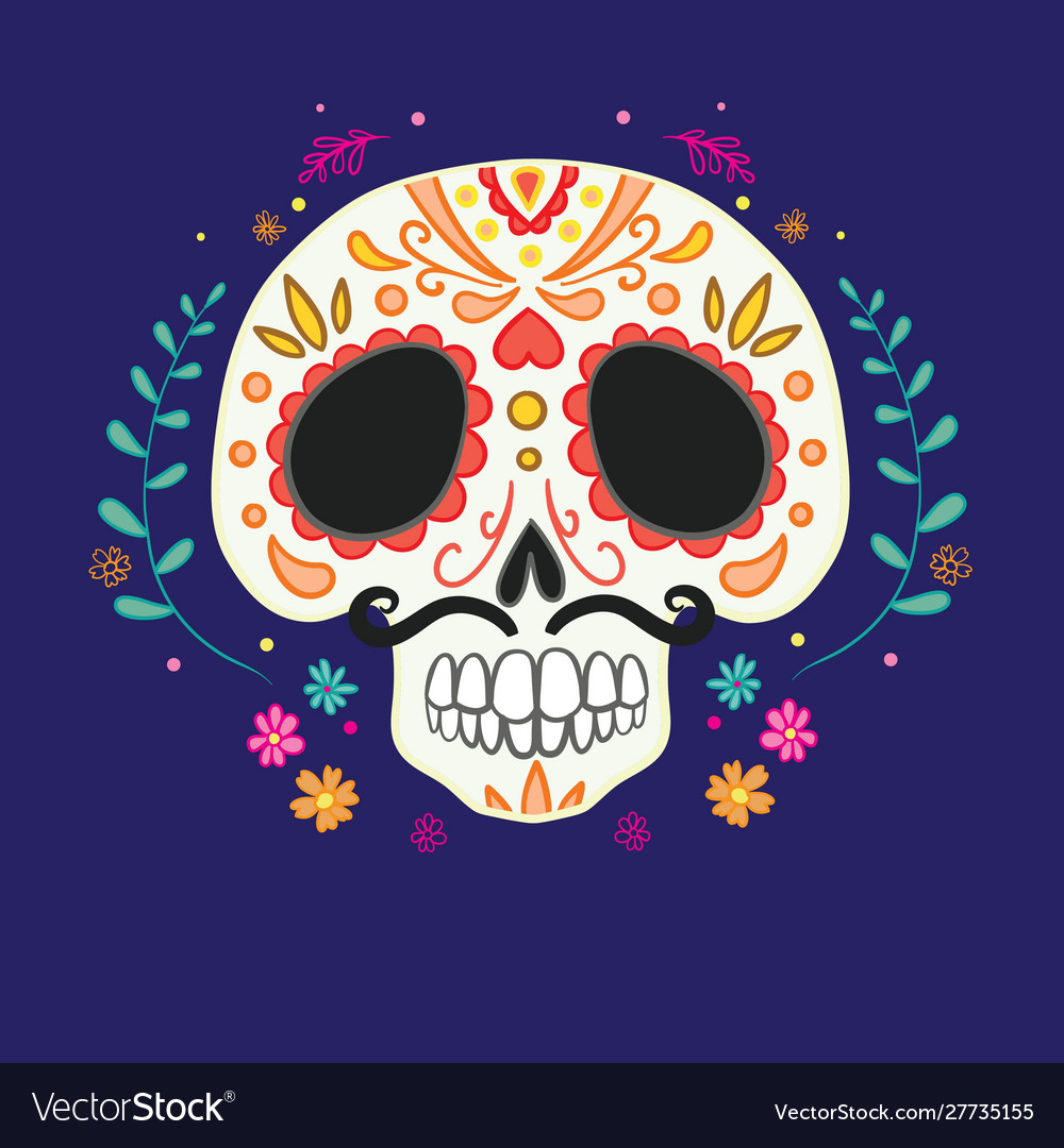 An ornately decorated day dead dia de los Vector Image