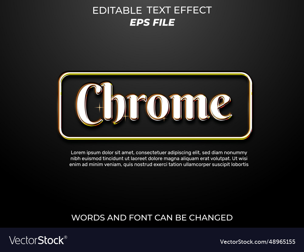 Chrome text effect font editable typography 3d