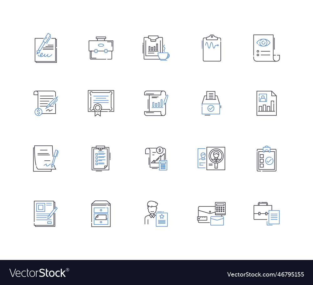 Compilations and forms line icons collection vector image Compilations and forms line icons collection