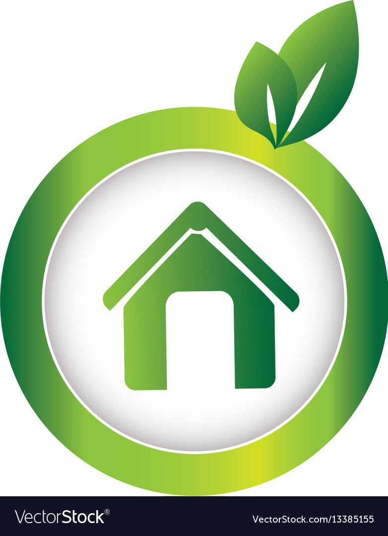 Grünes kreisförmiges Emblem mit Öko-Home