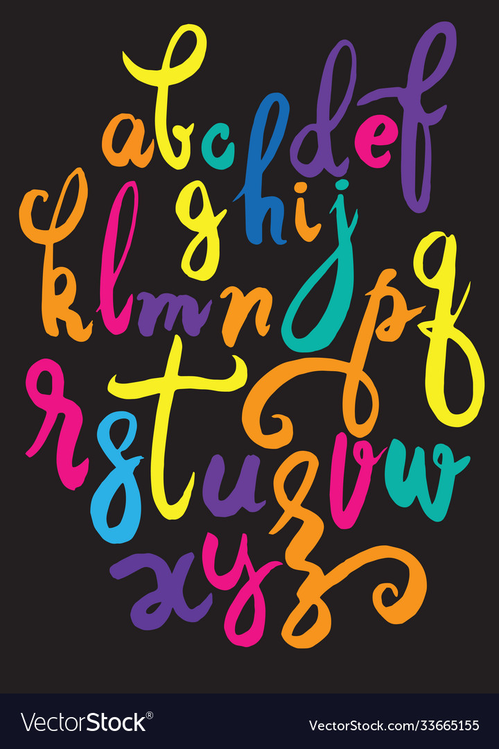 Handwritten brush script letters isolated
