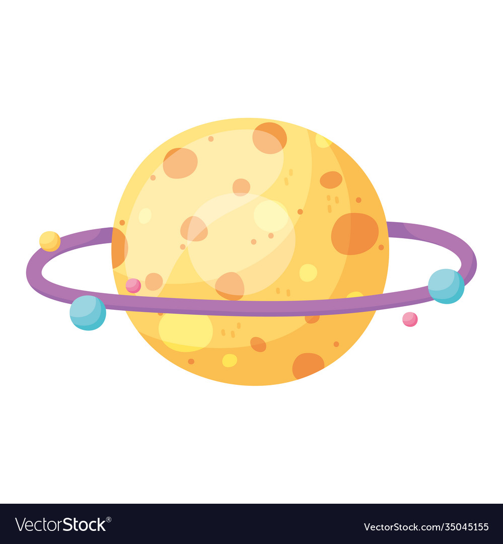 Planet space orbit galaxy astronomy in cartoon Vector Image