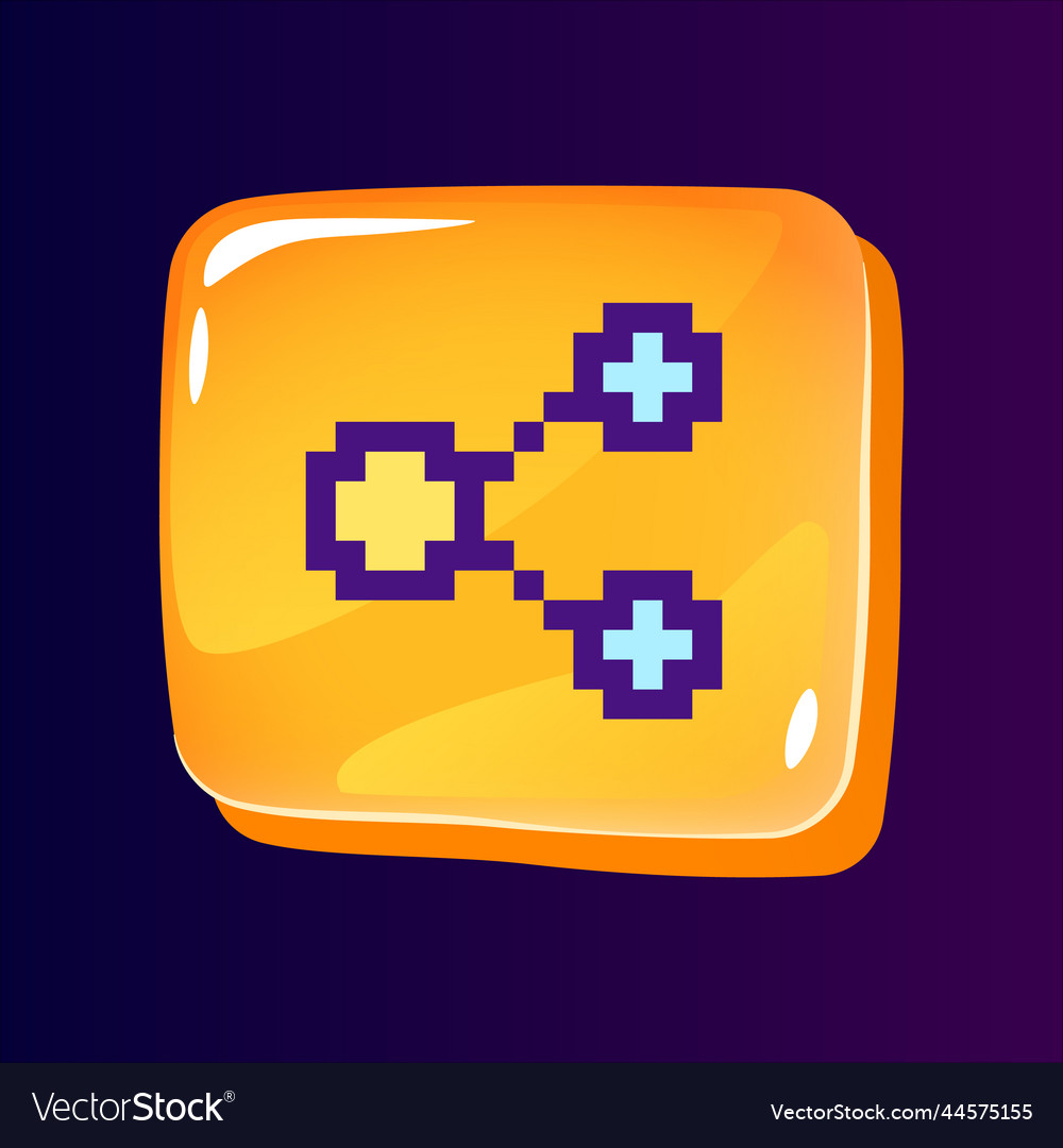 Share content glossy ui button with pixelated vector image Share content glossy ui button with pixelated