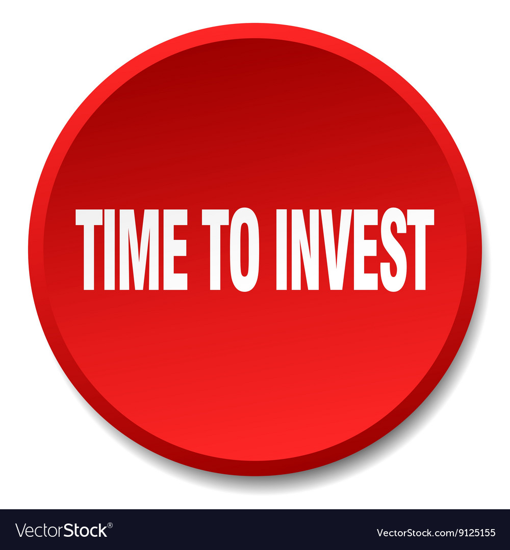 Time to invest red round flat isolated push button