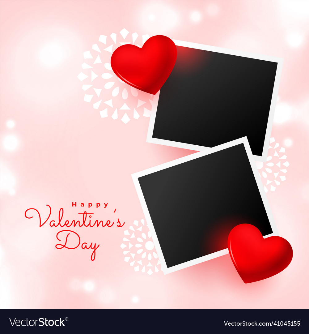 Valentines day card with photo frames design Vector Image