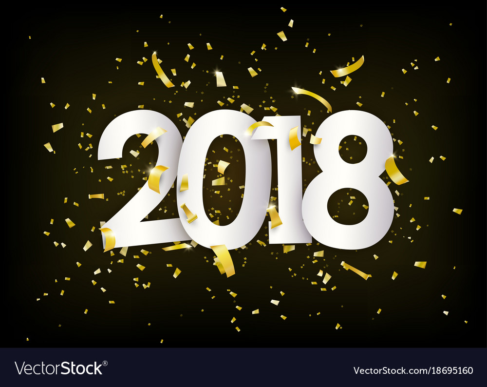 2018 happy new year gold confetti tiny paper