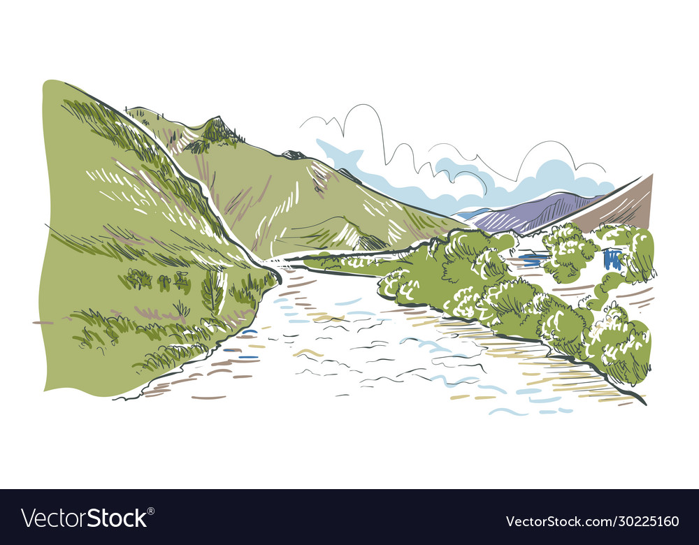 Boise Idaho Sketch - Hand Drawn Landschaft