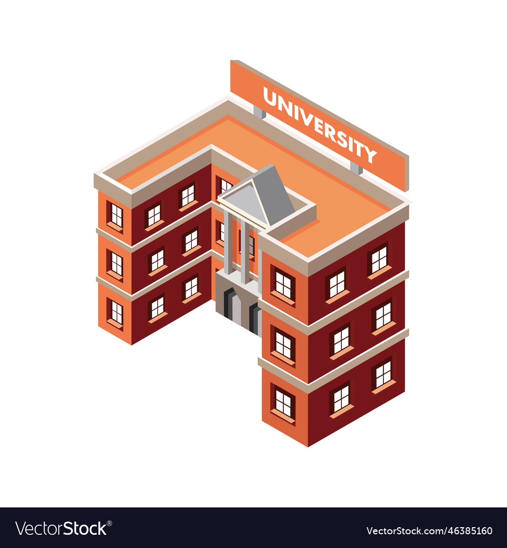 Campus university building isometric isolated