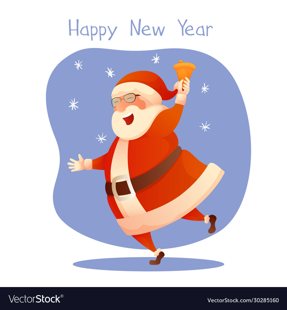 Cartoon character santa claus smiling happy new