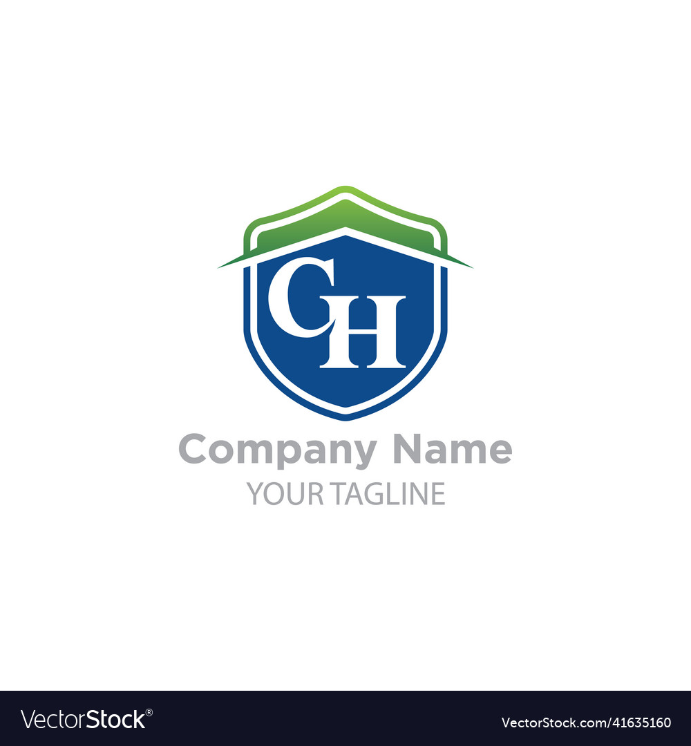 Ch initial letters with shield elegant logo color