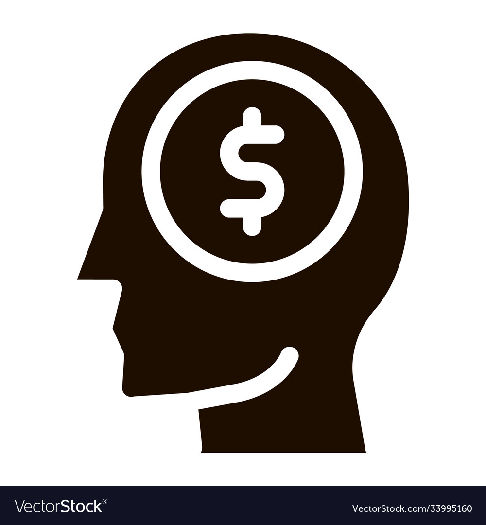 Dollar coin money in man silhouette mind