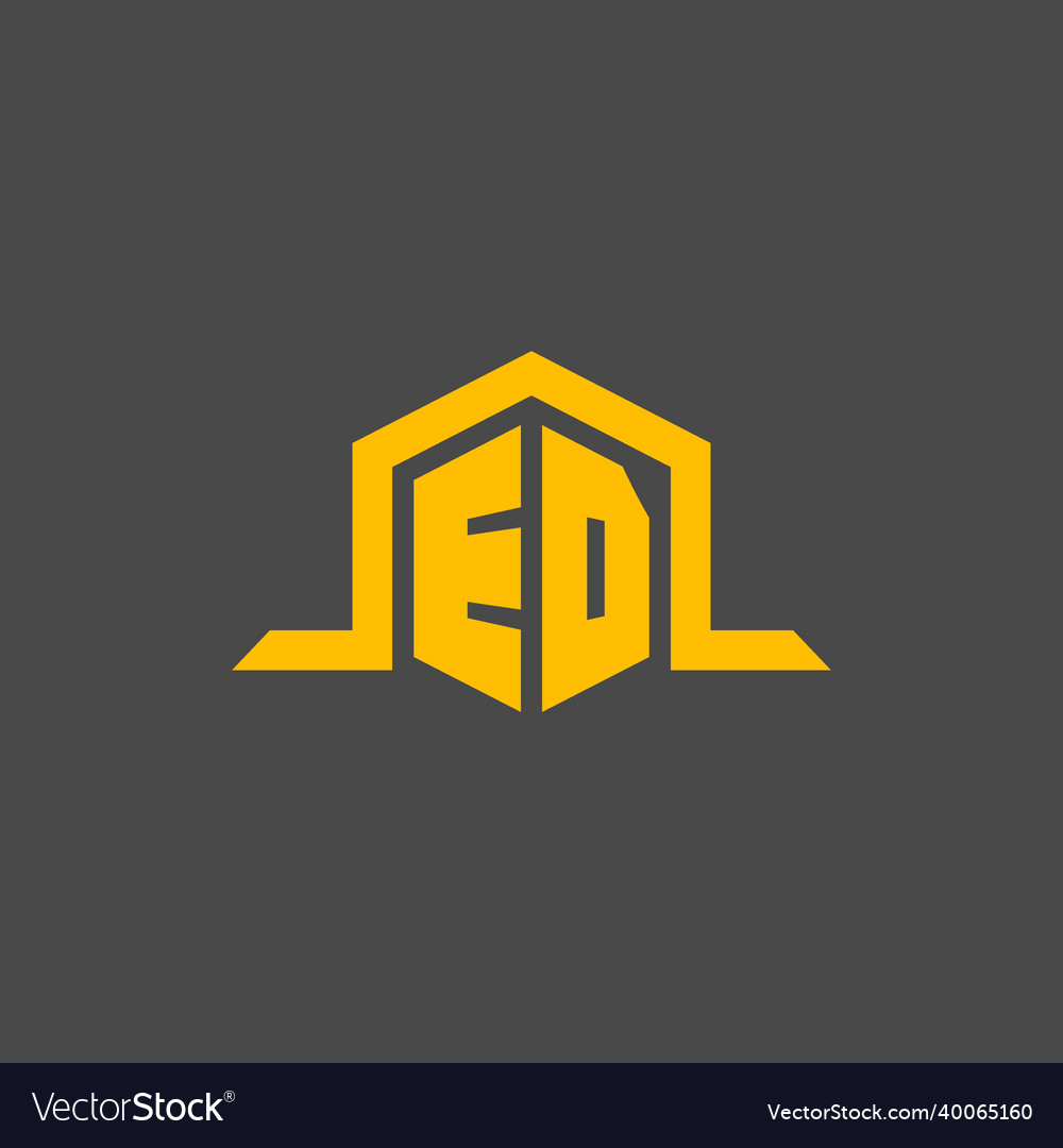 Ed monogram initial logo with hexagon style design