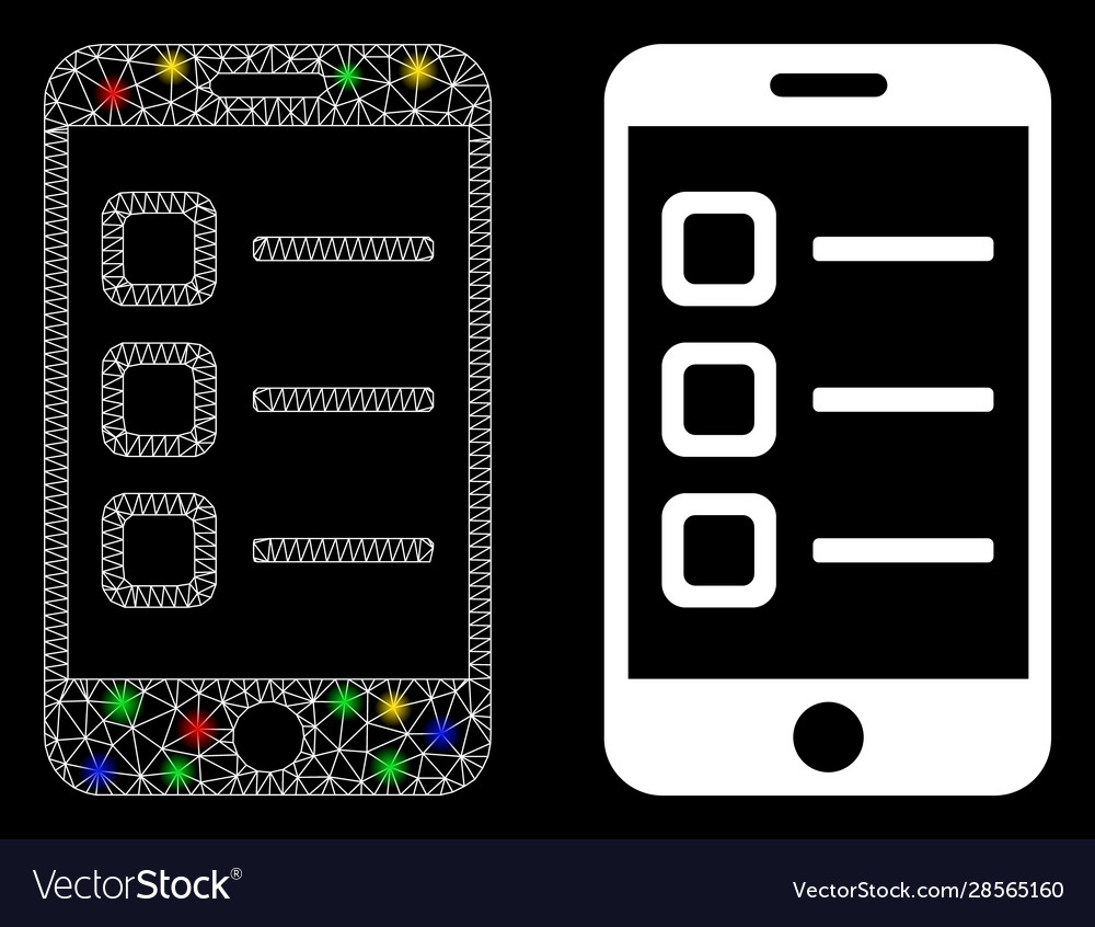Flare mesh network mobile list icon with vector image Flare mesh network mobile list icon with