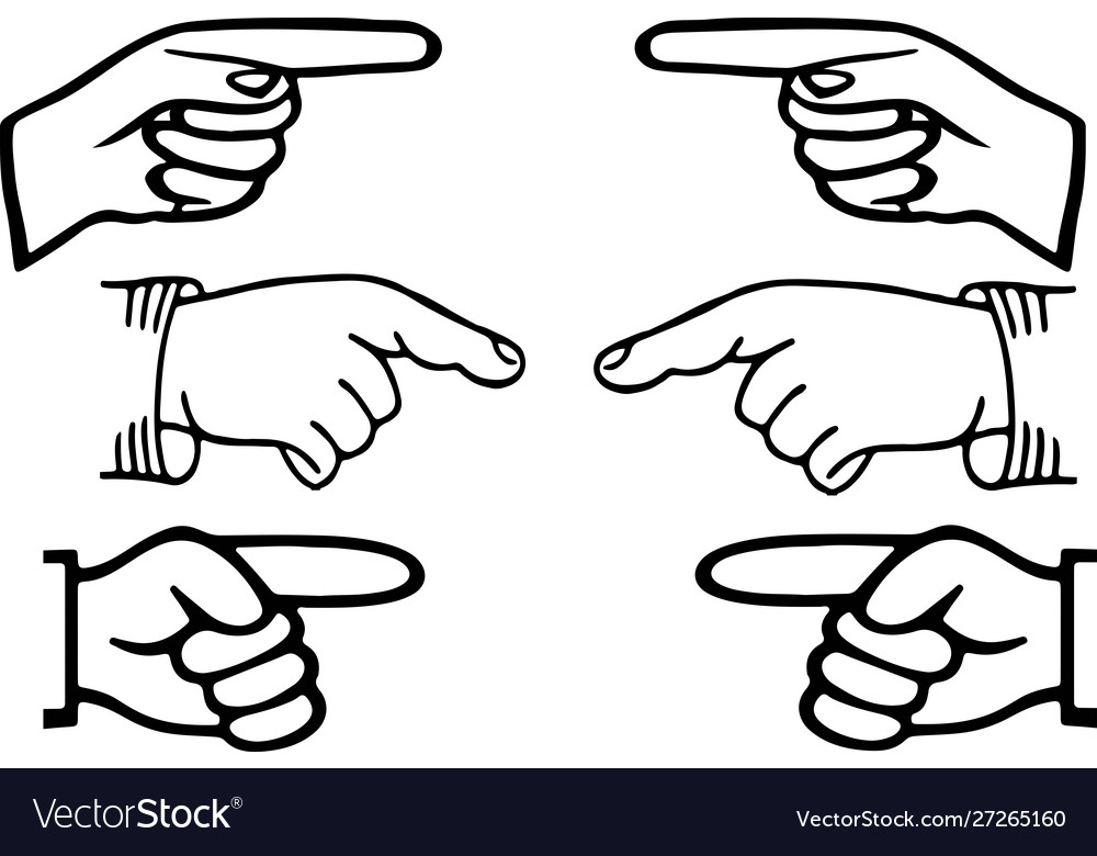 Hand pointer with forefinger on white background