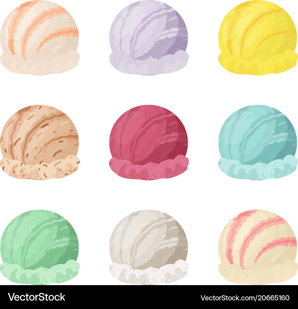Ice cream collection different tastes Royalty Free Vector