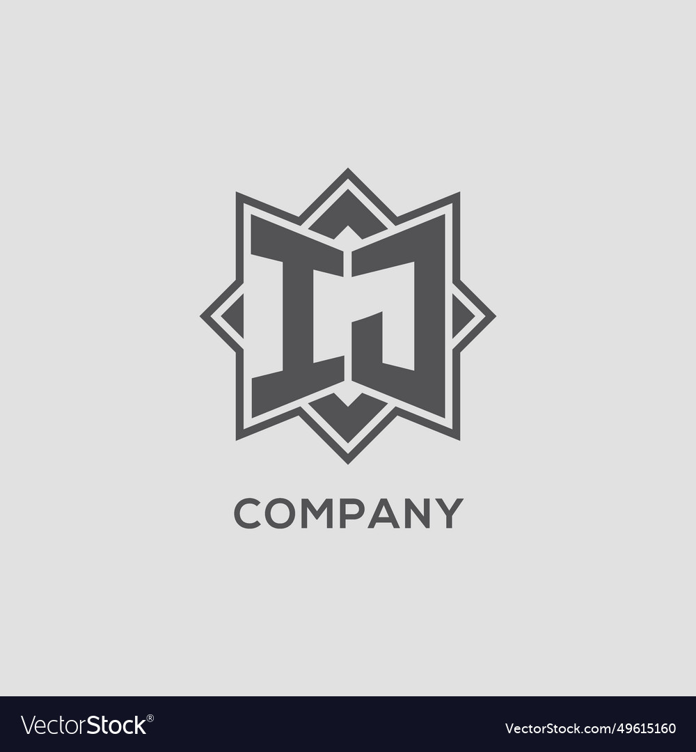 Monogram ij logo with eight point star style Vector Image