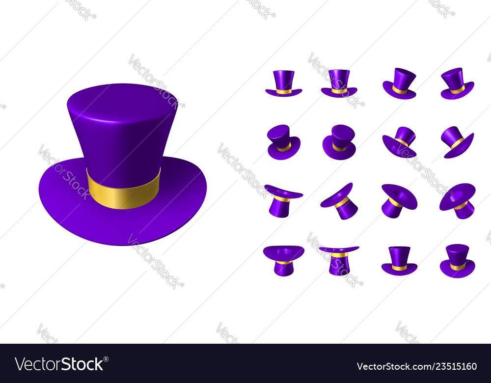 Purple Wizard's Hat with Gold Ribbon