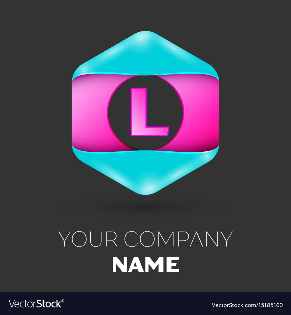 Realistic letter l logo in colorful hexagonal