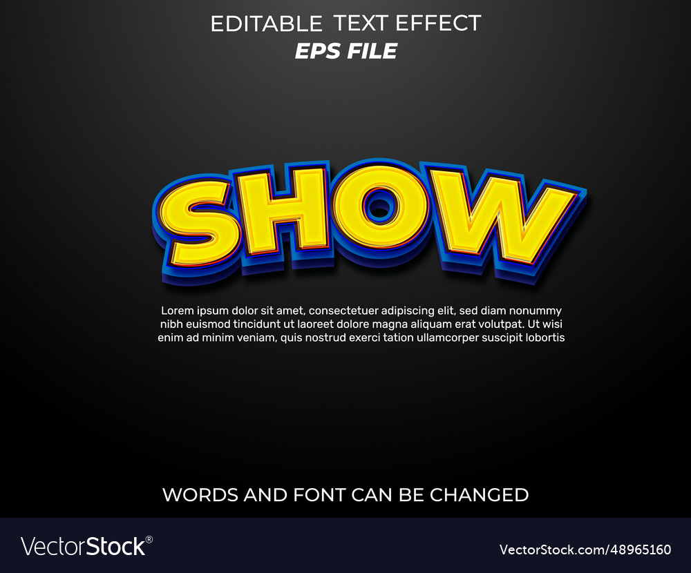 Show text effect font editable typography 3d vector image Show text effect font editable typography 3d