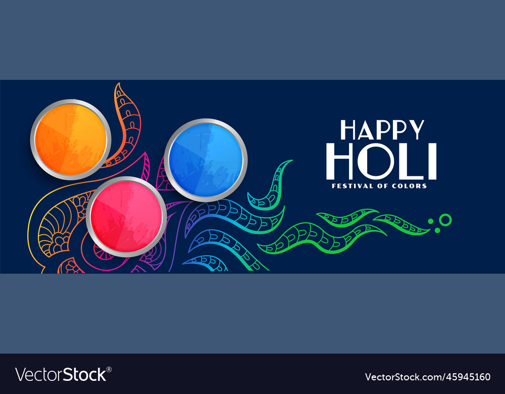 Stylish happy holi colorful festival banner design