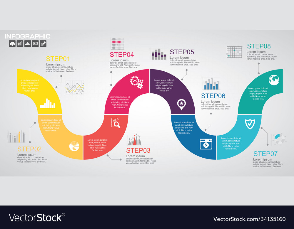 Timeline infographics design template Royalty Free Vector